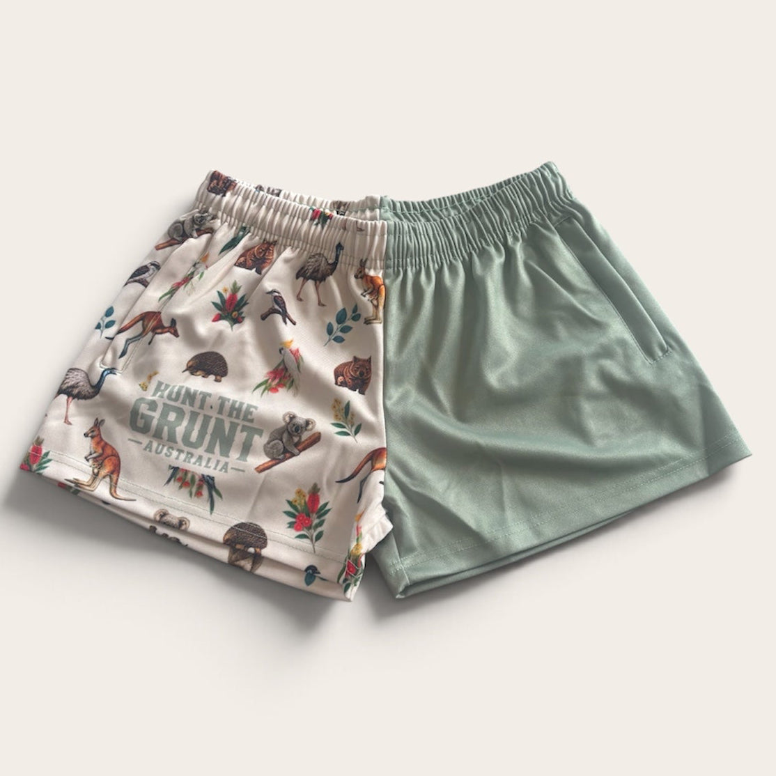 Youth - Native Print Footy Shorts - Green