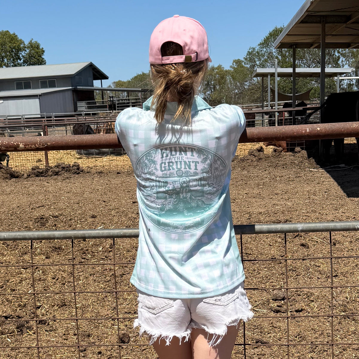 Youth - Gingham Long Sleeve Fishing Shirt - Sage Green