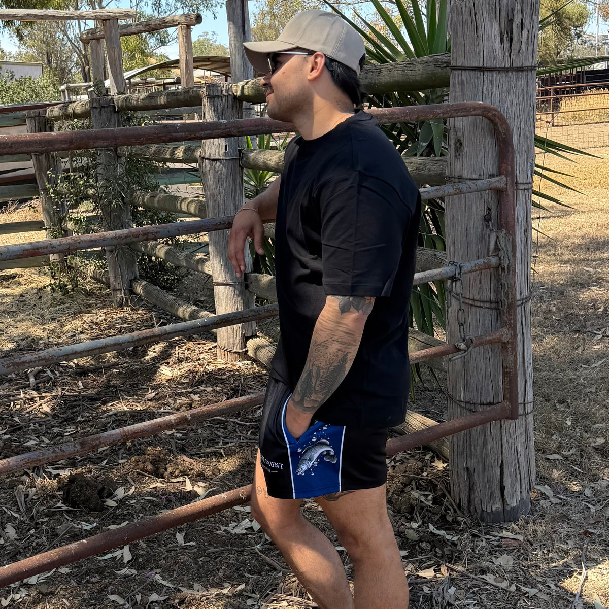 Adult - Murray Cod Footy Shorts - Navy & Black