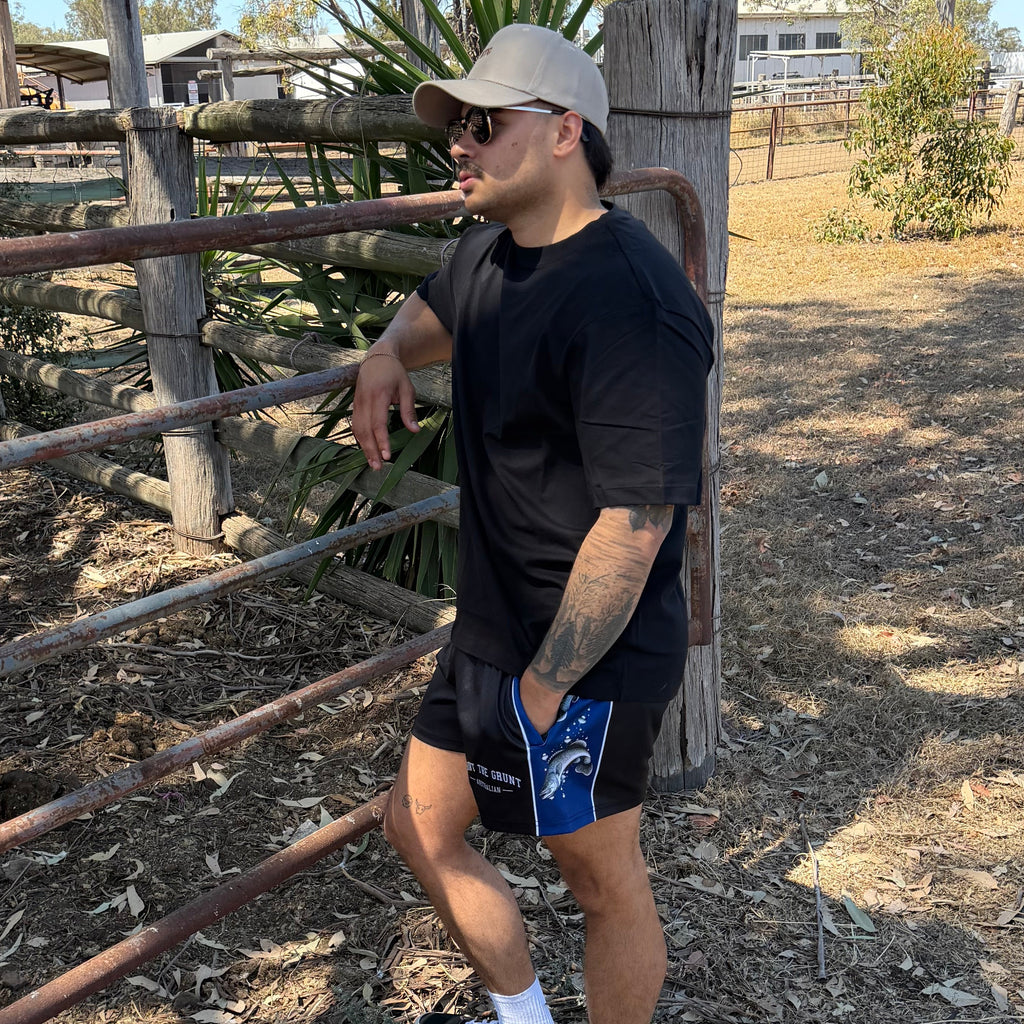 Youth - Murray Cod Footy Shorts - Navy & Black