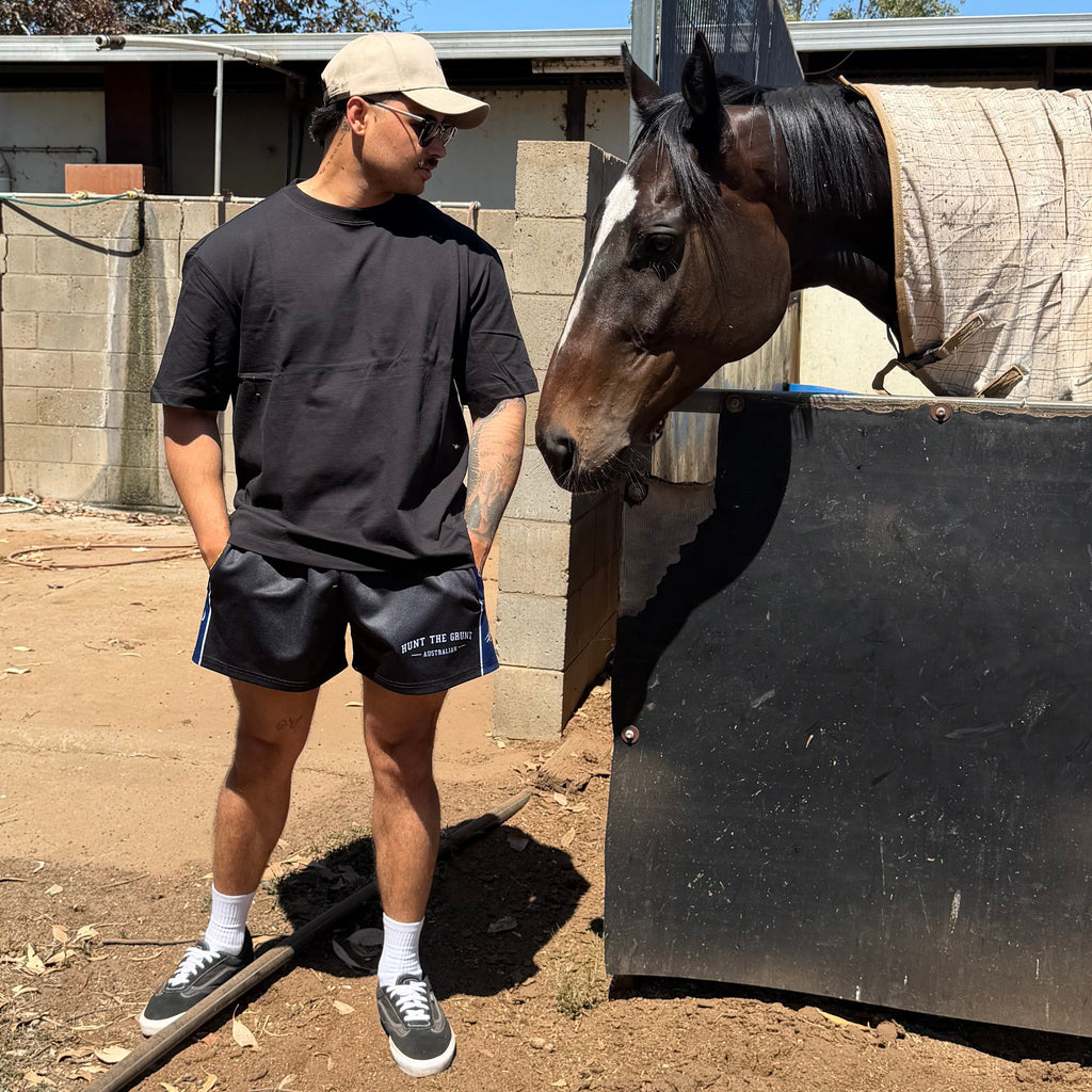Adult - Murray Cod Footy Shorts - Navy & Black