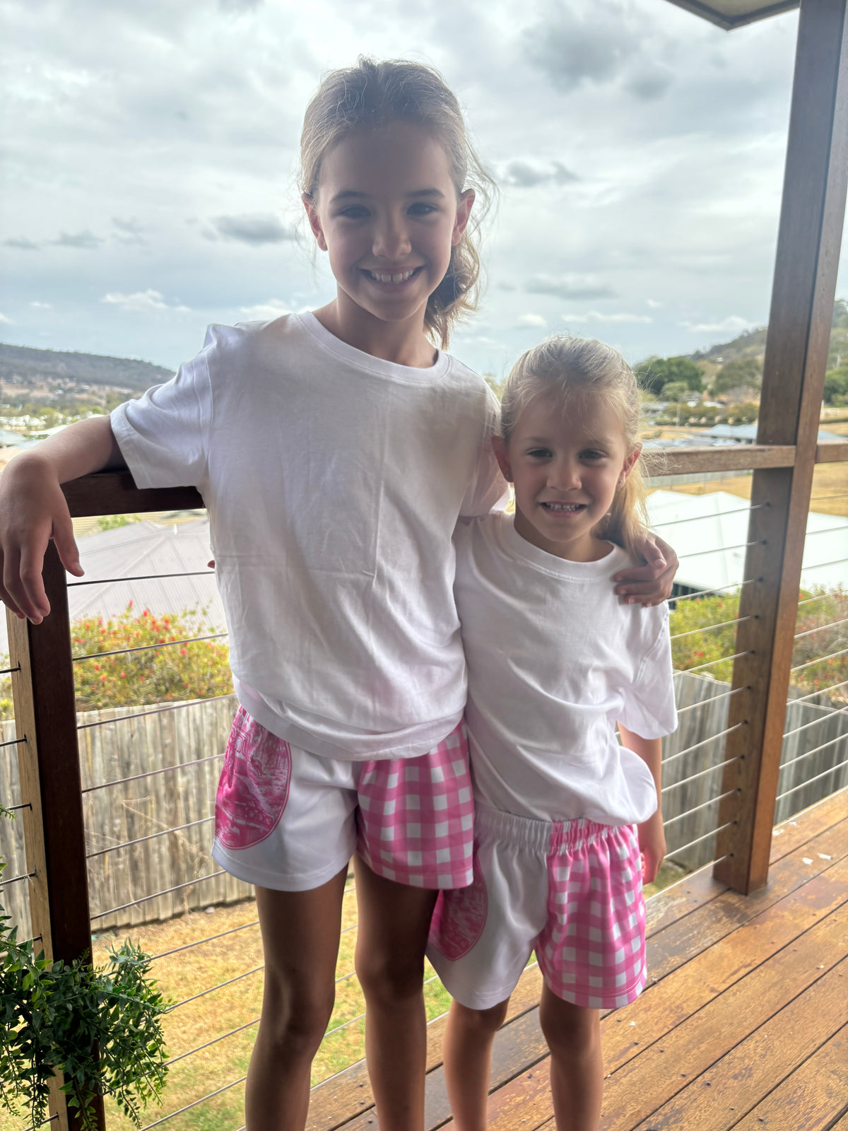 Youth - Gingham Footy Shorts - Pink & White