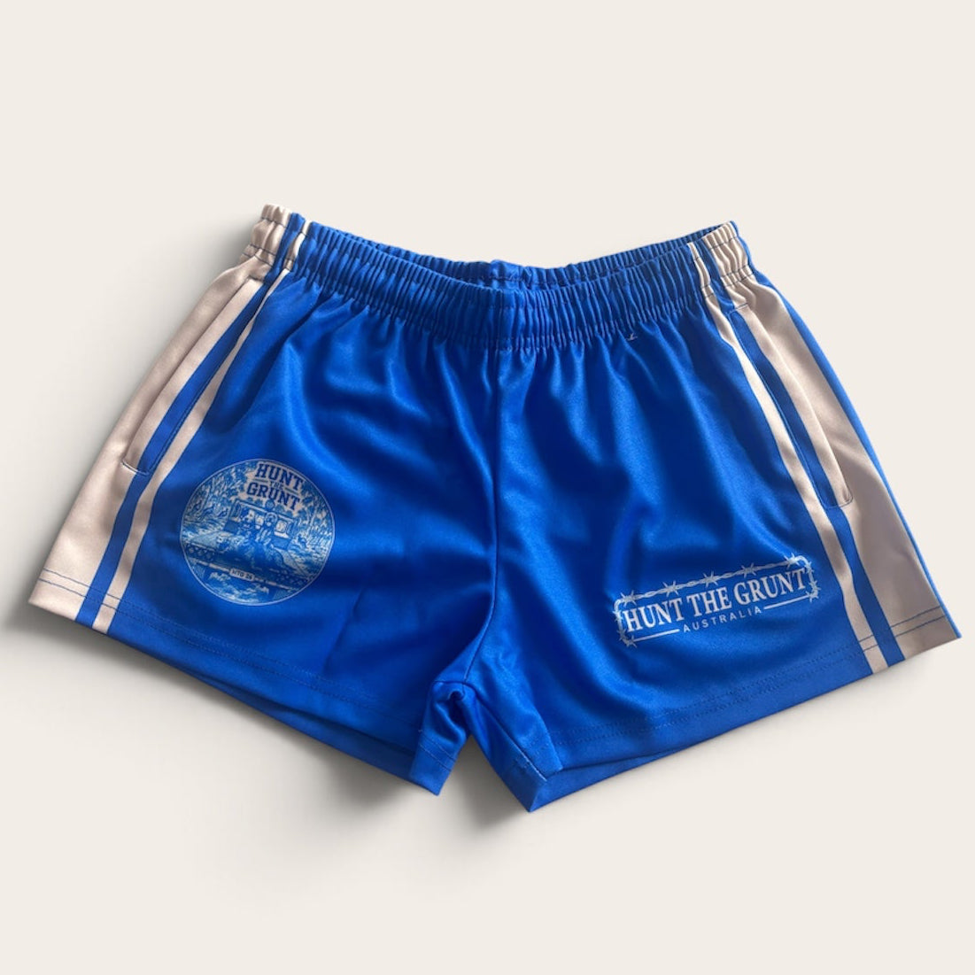 Youth - Barb Wire Footy Shorts - Blue & Cream
